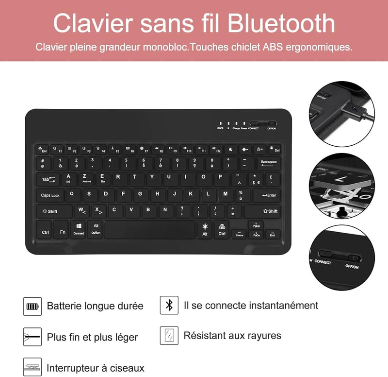 JADEMALL Samsung Galaxy Tab S8 Plus/S7 FE/S7 Plus 12.4" Mágneses QWERTZ Billentyűzet Tok Világítással