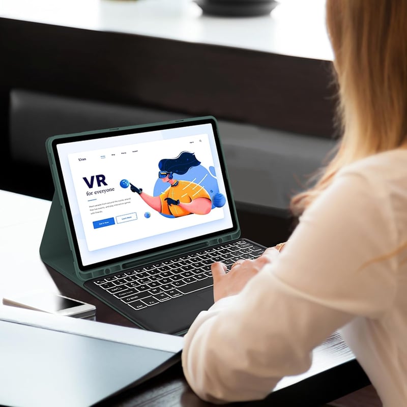 JADEMALL Samsung Galaxy Tab S8+ S7+ 12,4" Billentyűzet Trackpad Tok Sötétzöld