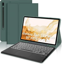 JADEMALL Samsung Galaxy Tab S8+ S7+ 12,4" Billentyűzet Trackpad Tok Sötétzöld 1