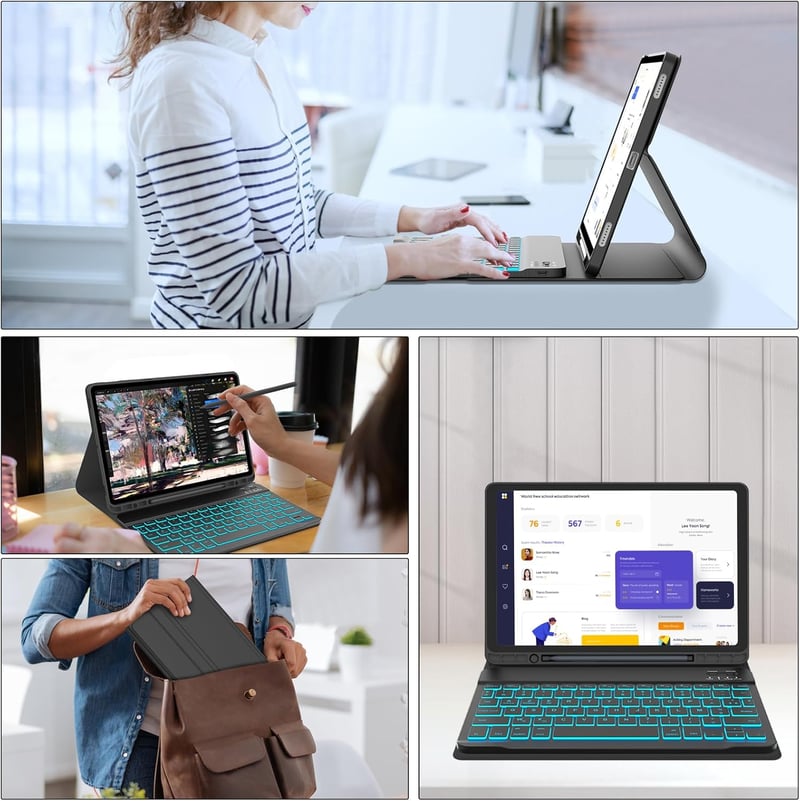 JADEMALL Samsung Galaxy Tab S9 11" Billentyűzet Tok AZERTY Mágneses Háttérvilágítás