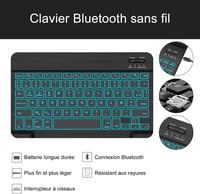 JADEMALL Samsung Galaxy Tab S9 11" Billentyűzet Tok AZERTY Mágneses Háttérvilágítás 5