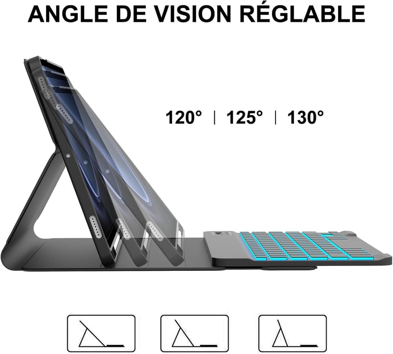 JADEMALL Samsung Galaxy Tab S9 11" Billentyűzet Tok AZERTY Mágneses Háttérvilágítás
