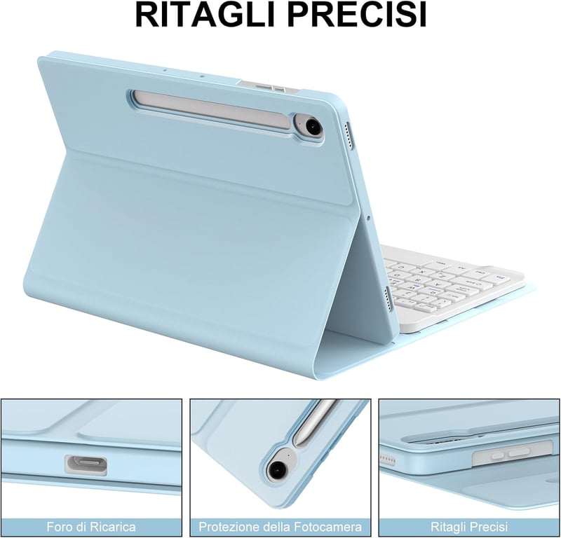 JADEMALL Samsung Galaxy Tab S9 FE 10.9" Billentyűzet Tok Bluetooth Olasz QWERTY