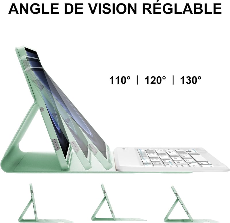 Jademall Samsung Galaxy Tab S9 FE+ 12.4" mágneses billentyűzet tok világoszöld