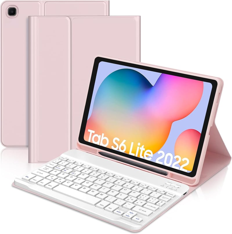 JADEMALL Samsung Tab S6 Lite 10,4" billentyűzetes tok, rózsaszín, olasz QWERTY