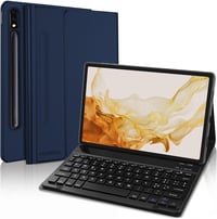 JADEMALL Sötétkék Billentyűzetes Tok Samsung Galaxy Tab S10 FE, S9 FE & S9 Tabletekhez - Német Bluetooth Billentyűzet, Beépített Akkumulátor 1