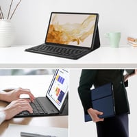 JADEMALL Sötétkék Billentyűzetes Tok Samsung Galaxy Tab S10 FE, S9 FE & S9 Tabletekhez - Német Bluetooth Billentyűzet, Beépített Akkumulátor 6