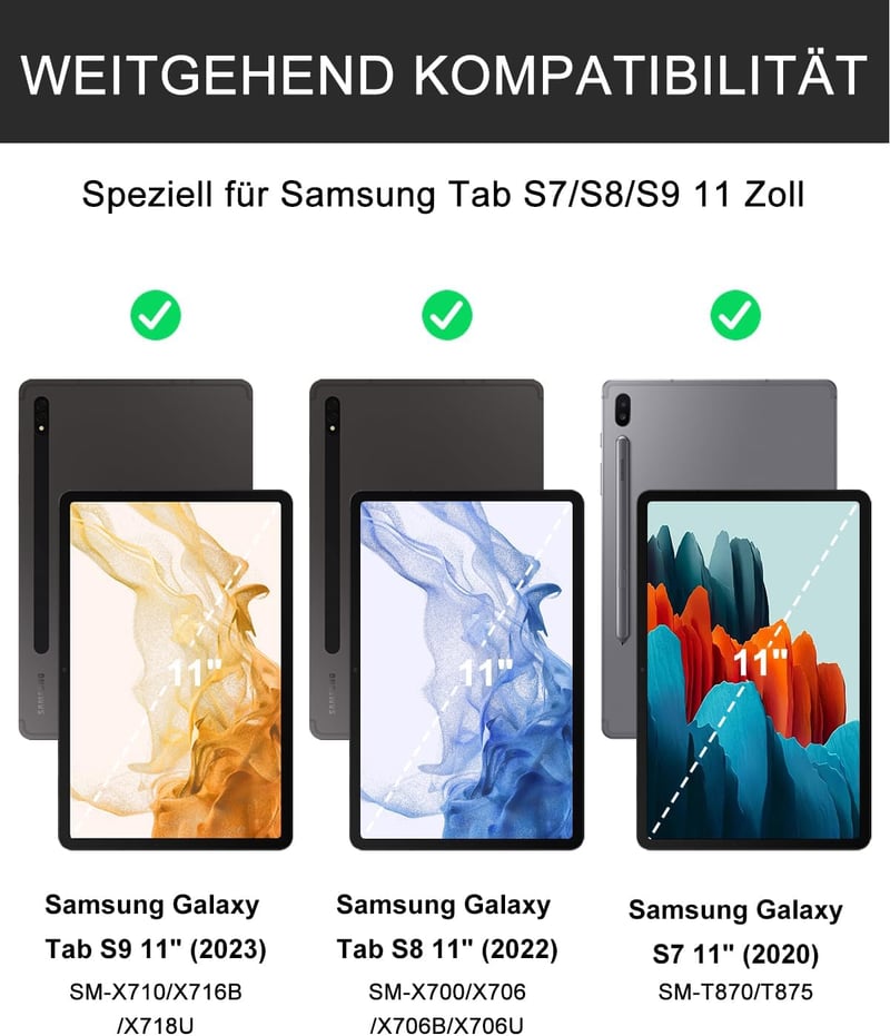 JADEMALL Sötétkék Billentyűzetes Tok Samsung Galaxy Tab S10 FE, S9 FE & S9 Tabletekhez - Német Bluetooth Billentyűzet, Beépített Akkumulátor