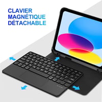 JADEMALL Vezeték Nélküli Billentyűzet Touchpaddel iPad 10. Generációhoz (2022) - 10,9 Hüvelykes Kompatibilis, Levehető, Tolltartóval, Fekete 3