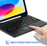 JADEMALL Vezeték Nélküli Billentyűzet Touchpaddel iPad 10. Generációhoz (2022) - 10,9 Hüvelykes Kompatibilis, Levehető, Tolltartóval, Fekete 5