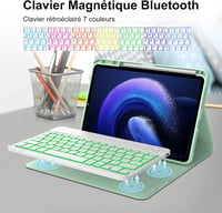 JADEMALL Xiaomi Pad 6/6 Pro 11" AZERTY billentyűzet tok világoszöld, mágneses, levehető 3