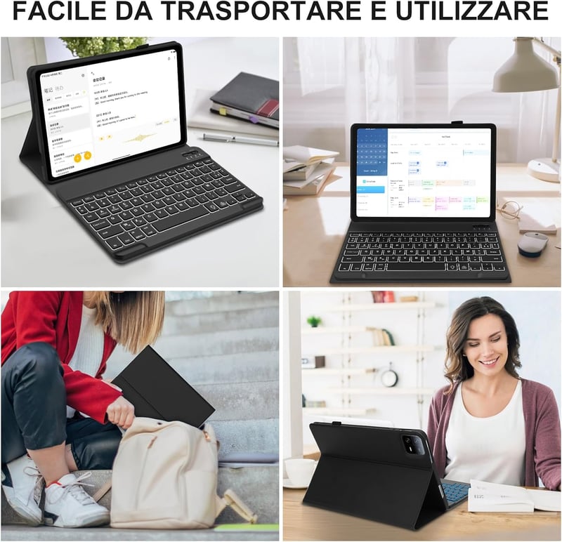 JADEMALL Xiaomi Pad 6/6 Pro 11" AZERTY Bluetooth billentyűzet tok, mágneses, háttérvilágítás, fekete