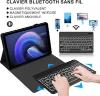 JADEMALL Xiaomi Pad 6/6 Pro 11" AZERTY Bluetooth billentyűzet tok, mágneses, háttérvilágítás, fekete 3