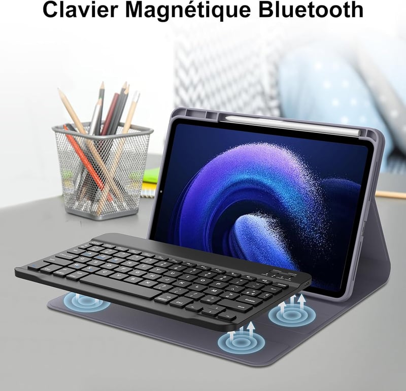 JADEMALL Xiaomi Pad 6/6 Pro 11" AZERTY Bluetooth billentyűzet tok, lila