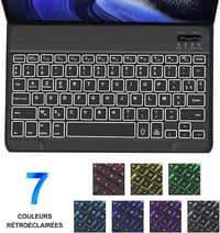 JADEMALL Xiaomi Pad 6/6 Pro 11" AZERTY Bluetooth billentyűzet tok, mágneses, háttérvilágítás, fekete 5