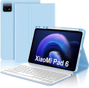 JADEMALL Futrola za Xiaomi Pad 6/6 Pro 11" tipkovnica AZERTY Magnetska Bluetooth Nebesko plava