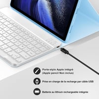 JADEMALL Xiaomi Pad 6/6 Pro 11" Billentyűzet Tok AZERTY Mágneses Bluetooth Égkék 7
