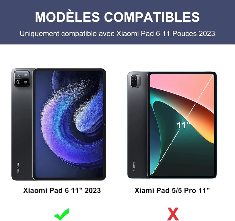 JADEMALL Xiaomi Pad 6/6 Pro billentyűzet tok AZERTY francia billentyűzettel, leválasztható