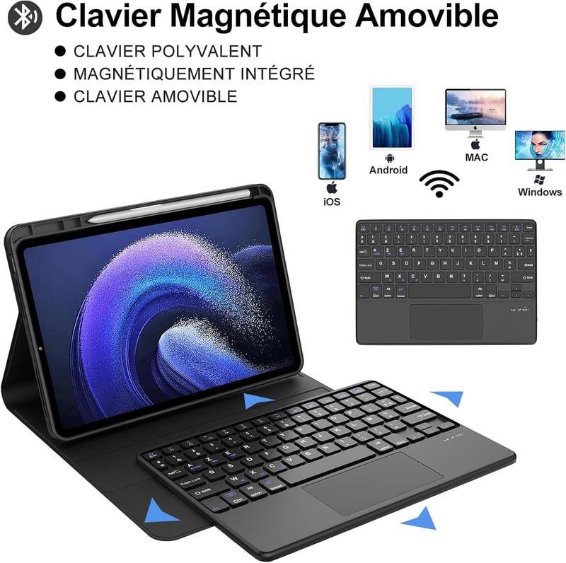 JADEMALL Xiaomi Pad 6/6 Pro billentyűzet tok AZERTY francia billentyűzettel, leválasztható