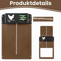Automatické dvierka pre kurín Jadyon 2.0, elektrický otvárač pre kurník, kačaciu búdu, hnedé 6
