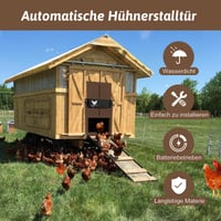 Automatické dvierka pre kurín Jadyon 2.0, elektrický otvárač pre kurník, kačaciu búdu, hnedé 3