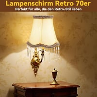 Jadyon Retro Rojtos Lámpaernyő - Vintage 70-es Évek Stílusú Kerek Textil Búra E14/E27 Asztali, Álló és Fali Lámpákhoz, Bézs Színben 2