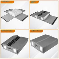 Organizator pentru lenjerie de pat JAECU, set de 3 bucăți, geantă de depozitare pliabilă pentru cearșafuri, cutie de depozitare din material Oxford pentru dulap, sub pat și sertar (gri) 7