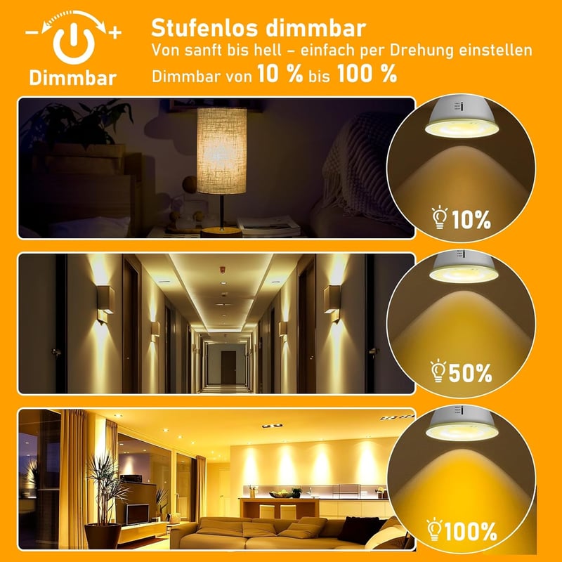 Jaenmsa GU10 LED izzó 5W 500LM dimmelhető 3 színhőmérséklet 2700K-6000K 6db