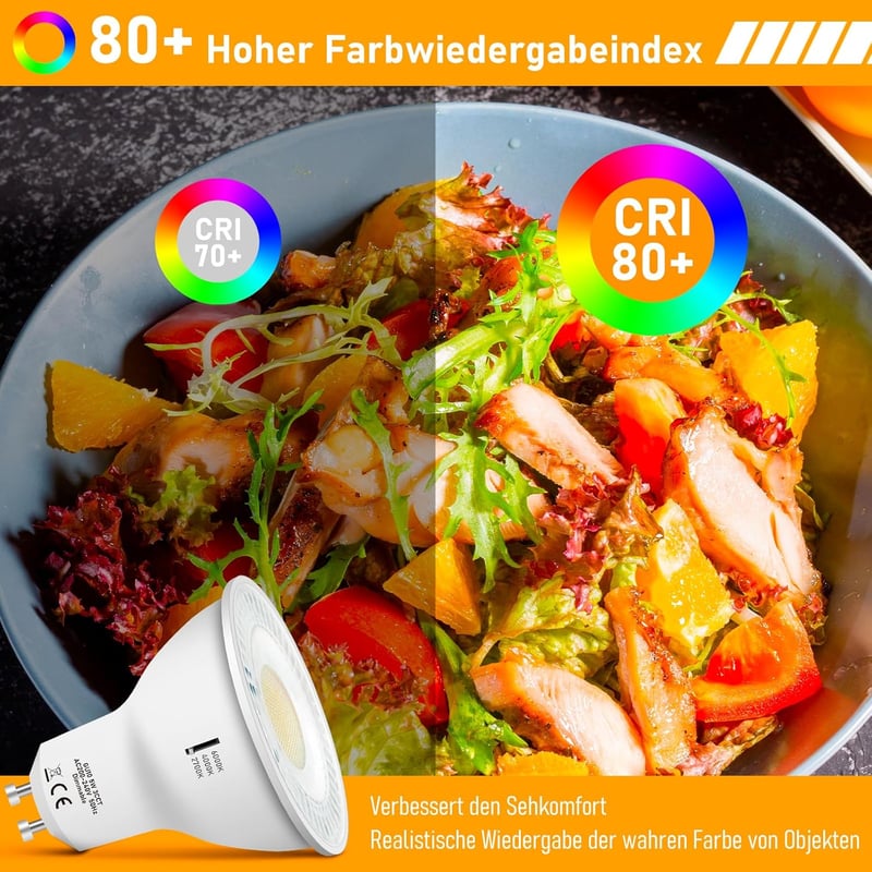 Jaenmsa GU10 LED izzó 5W 500LM dimmelhető 3 színhőmérséklet 2700K-6000K 6db