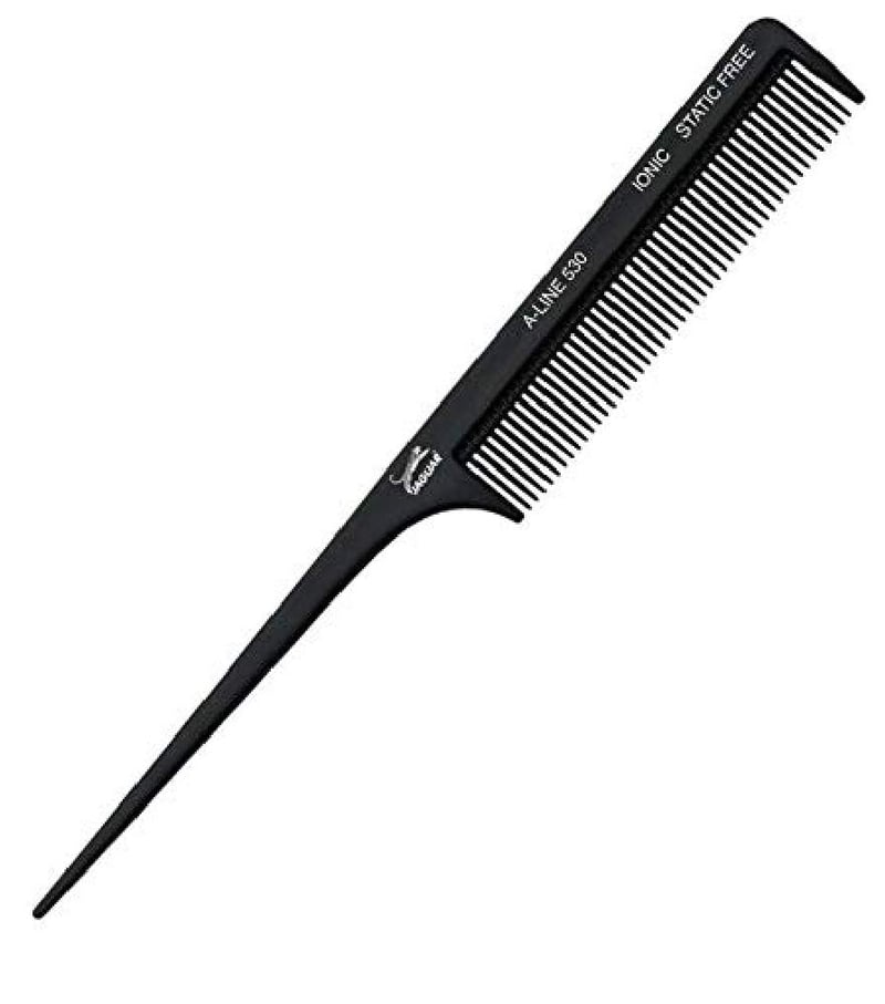 JAGUAR Stielkamm 8,25 Fekete Nyeles Fésű Nőknek - Professzionális Hajformázó Eszköz, 21 cm Hosszú, Tartós Kivitel