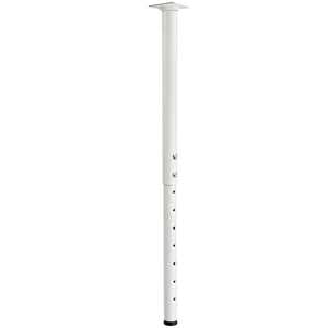 1 ks Jahof Nastaviteľná nábytková noha, kovová, 55-90 cm, Ø42/38 mm, biela, k písaciemu stolu, jedálenskému stolu, konferenčnému stolíku