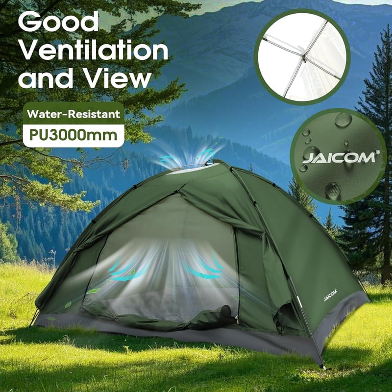 JAICOM 1-4 személyes könnyű sátor, vízálló kupola, 3-4 évszakos kemping sátor