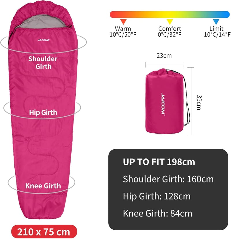 JAICOM 3.4 Évszakos Ultralight Mumia Hálózsák 800g/1600g Kemping Trekking