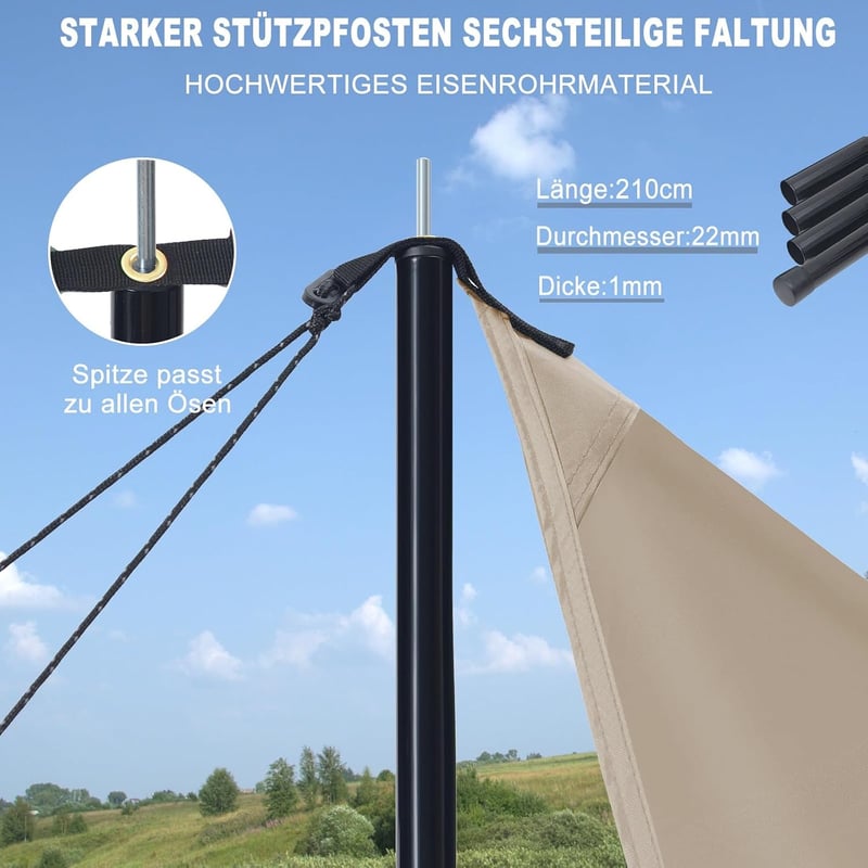 JAICOM 3,7 x 4,3 m vízálló ultrakönnyű ponyva sátorponyva karókkal, szemekkel és rögzítő kötelekkel, UV és esőálló menedék napellenzőként, f