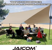 JAICOM 3,7 x 4,3 m vízálló ultrakönnyű ponyva sátorponyva karókkal, szemekkel és rögzítő kötelekkel, UV és esőálló menedék napellenzőként, f 7