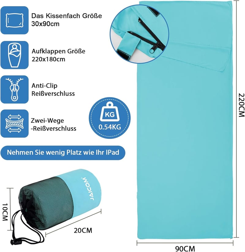 JAICOM Ultralight Selyem Hálózsák 2in1 Utazáshoz Mikroszál Kompakt