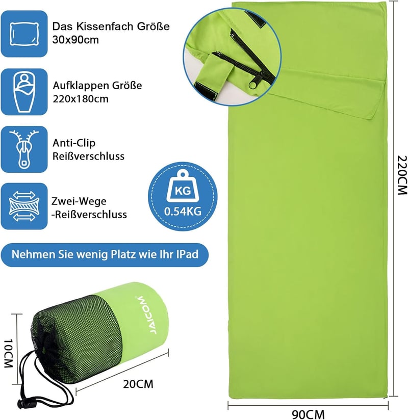 JAICOM Ultralight Selyem Hálózsák 2in1 Utazáshoz Mikroszál Kompakt