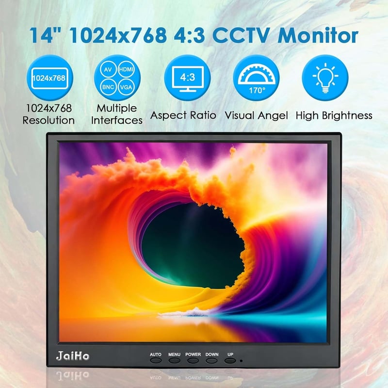 JaiHo 14" HD HDMI IPS Monitor Beépített Hanggal PC TV Biztonsági Rendszerhez - 14 Inch 1024x768
