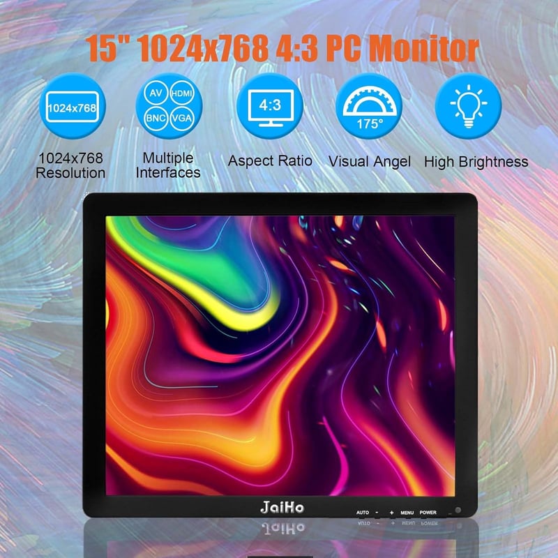 JaiHo 15 hüvelykes HD IPS Monitor 1024x768 HDMI USB PC TV Biztonsági Kamera Raspberry Pi Beépített Hangszóróval