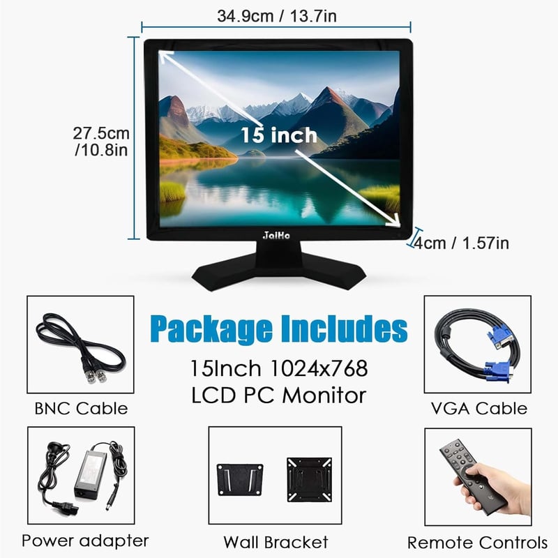 JaiHo 15 hüvelykes HD IPS Monitor 1024x768 HDMI USB PC TV Biztonsági Kamera Raspberry Pi Beépített Hangszóróval