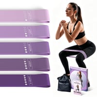 Sada 5 odporových gúm na cvičenie JAKKOFOXX s 5 úrovňami záťaže, fialová, posilňovacie gumy na tréning, strečing, pilates, jogu a fyzioterapiu 1
