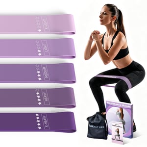 JAKKOFOXX Fitness elastične trake, set od 5 komada u 5 razina otpora, ljubičaste, trake za vježbanje, istezanje, pilates, jogu i fizikalnu terapiju