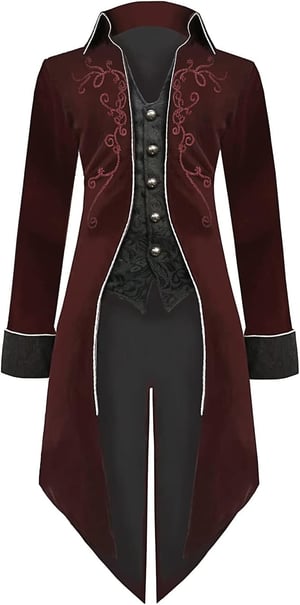 jakloz Steampunk gotički frak - crveni - veličina L