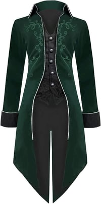 jakloz Férfi Steampunk Gótikus Kabát Zöld M - Középkori Victorian Cosplay Jelmez 1