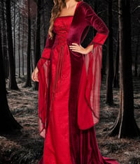 Rochie cu glugă Jakloz pentru femei, stil medieval, renascentist, gotic, victorian, costum de Halloween pentru carnaval sau cosplay 3