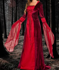 Rochie cu glugă Jakloz pentru femei, stil medieval, renascentist, gotic, victorian, costum de Halloween pentru carnaval sau cosplay 4