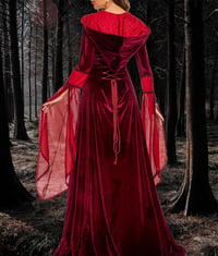 Rochie cu glugă Jakloz pentru femei, stil medieval, renascentist, gotic, victorian, costum de Halloween pentru carnaval sau cosplay 5