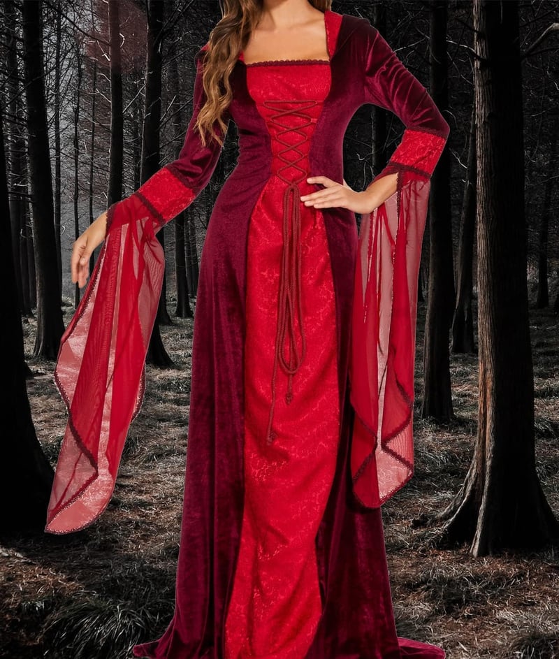 Dámsky halloweensky kostým Jakloz, stredoveké gotické šaty s kapucňou – cosplay