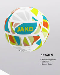 Minge de fotbal JAKO Iconic Mini – Alb/Cyan/Galben neon, mărimea 1 4
