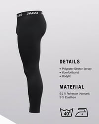Colanți funcționali unisex JAKO – Negru, mărimea L – Pantaloni lungi funcționali pentru bărbați și femei 5